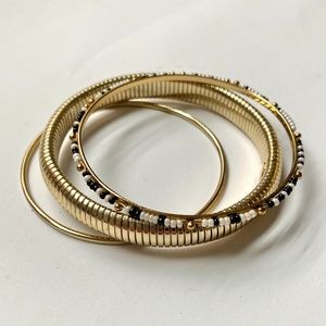 Anthro Set of 3 Gold Tone Bracelets